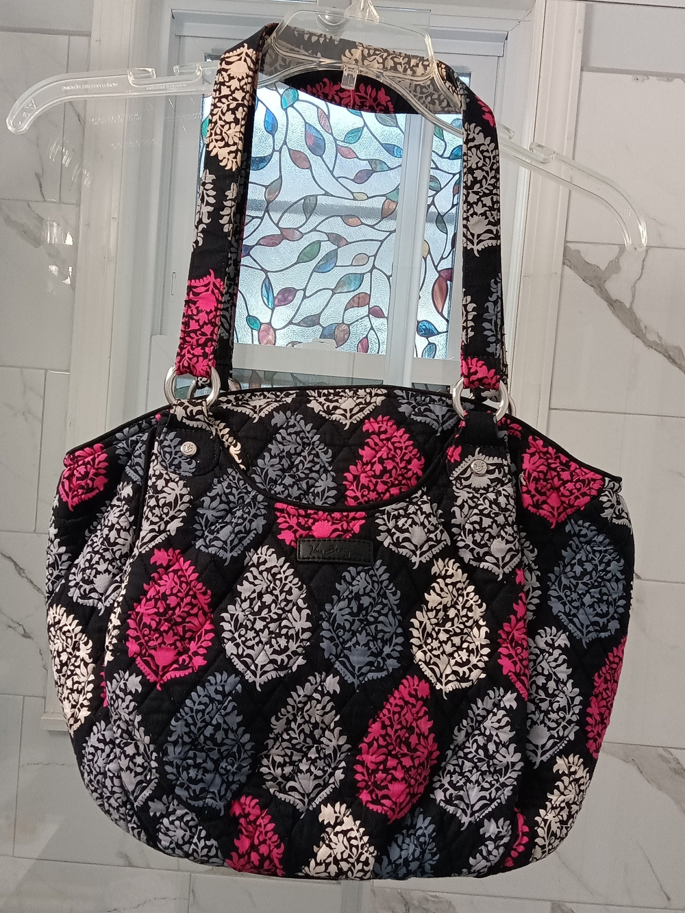 Vera Bradley Northern Lights Quilted Preppy Boho Tote Bag in Black Multi